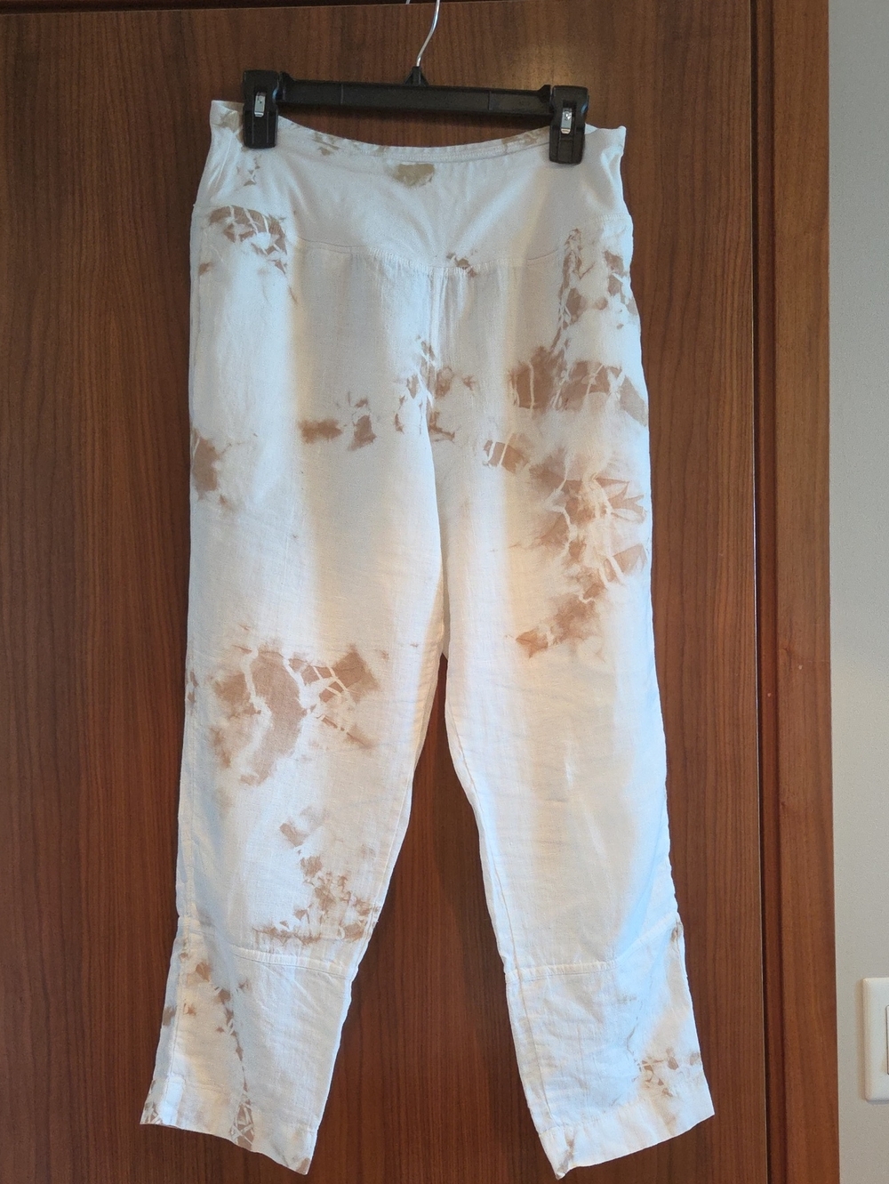 Luna Luz Cream Cropped Pants with Subtle Texture Size Medium